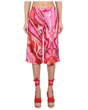 Etro All-Over Graphic-Print Shorts - Red