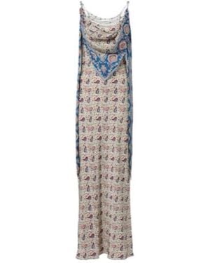 Rabanne Paisley Scarf-Detail Satin Slip Dress - White
