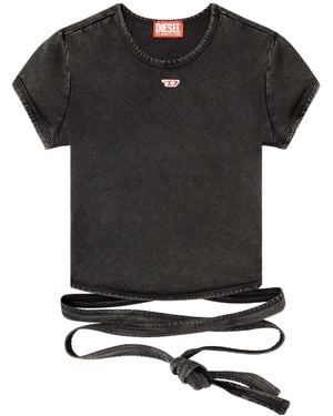 DIESEL Solid Colour Short Sleeve Top - Black