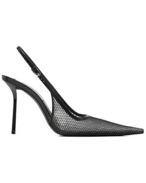 Victoria Beckham Leather-Trimmed Mesh Slingback High-Heeled Sandals - White