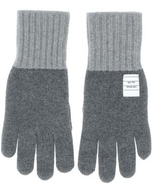 Thom Browne Rwb Stripe Knitted Gloves - Grey