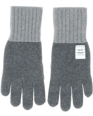 Thom Browne Rwb Stripe Knitted Gloves - Grey