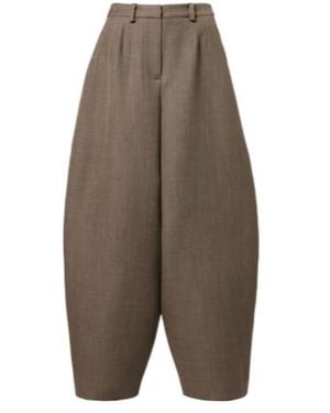 Magda Butrym Wool Barrel-Leg Pants - Gray