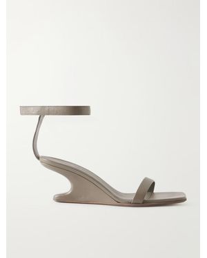 Rick Owens Cantilever Leather Wedge Sandals - Natural