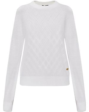 Balmain Diamond-Knit Crew Neck Jumper - White
