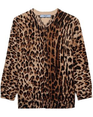 Prada Printed Cashmere Cardigan - Brown