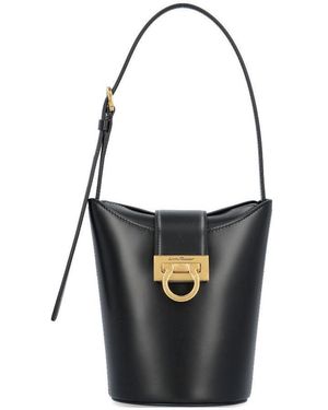 Ferragamo Ferragamo Trifolio Logo Plaque Tote Bag - Black