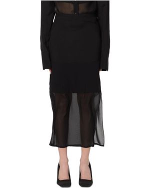 Sportmax Semi-Sheer Panel Midi Skirt - Black