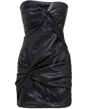 The Attico Leather Strapless Mini Dress - Black