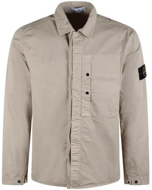 Stone Island Compass Patch Long-Sleeved Jacket - Natural
