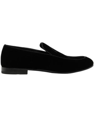 Giorgio Armani Embroidered-Logo Detail Loafers - Black
