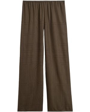 TOTEME Totême Monogram Flannel Straight Leg Trousers - Brown