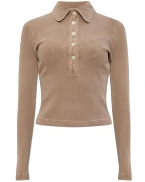 Citizens of Humanity Brea Ribbed Polo Top - Natural