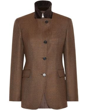 Weekend by Maxmara Single-Breasted Tweed Jacket - Brown