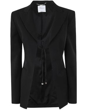 Blumarine Bow Detailed Single-Breasted Jacket - Black