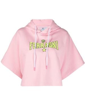 Chiara Ferragni Short-Sleeved Drawstring Hoodie - Pink