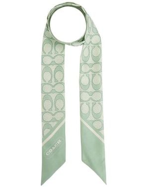 COACH Textured Print Narrow Scarf - Green