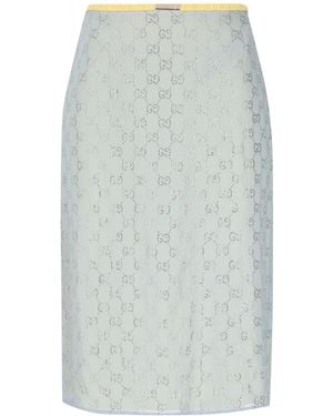 Gucci Monogrammed Embellished Skirt - Grey