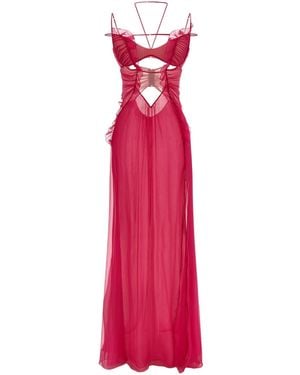 Nensi Dojaka Cut-Out Frilled Gown - Pink