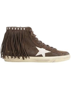 Golden Goose Round-Toe High-Top Casual Shoes - Brown