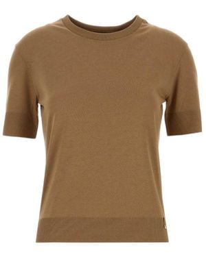 Herno Short-Sleeved Crewneck Knitted Jumper - Brown