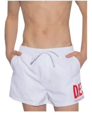 DIESEL Logo-Print Swim Shorts - White