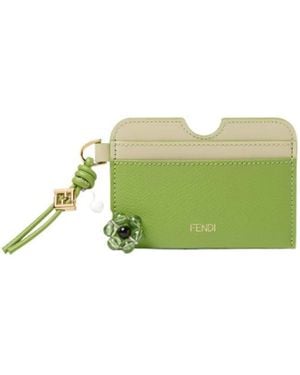 Fendi Ff Diamonds Card Case - Green