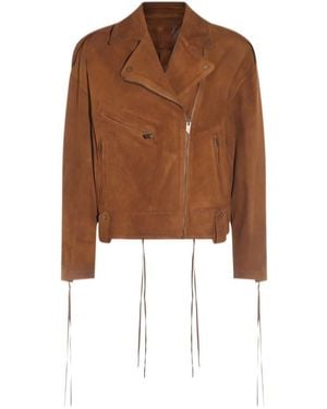 Salvatore Santoro Zip Detailed Leather Jacket - Brown