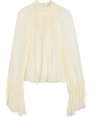 STAUD Sheer Finish Roux Ruffled Top - Natural