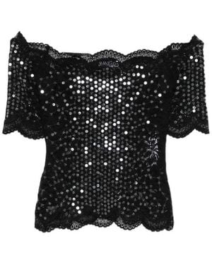 Rabanne Sequin Lace Top - Black