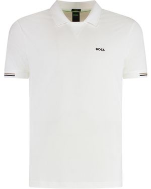 BOSS Boss Modern Placket Stretch Mesh Polo Shirt - White