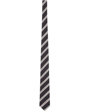 Lardini Striped Silk Tie - White