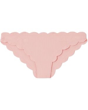 Marysia Swim Scalloped Recycled-Seersucker Bikini Briefs - Pink