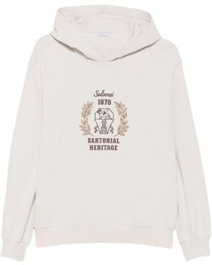 Brunello Cucinelli Embroidered Logo Hoodie - White