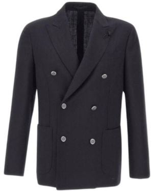 Lardini Lapel Long-Sleeved Suit Jacket - Blue