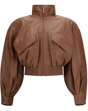 Zimmermann Long-Sleeve Leather Jacket - Brown