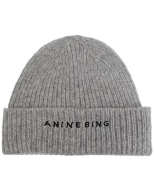 Anine Bing Logo Wool Hat - Gray