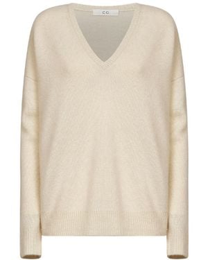 Co. Ribbed V-Neck Knitted Sweater - Natural