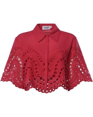 Charo Ruiz Storm Broderie-Anglaise Cropped Shirt - Red
