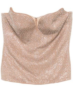 GIUSEPPE DI MORABITO Embellished Strapless Top - Natural