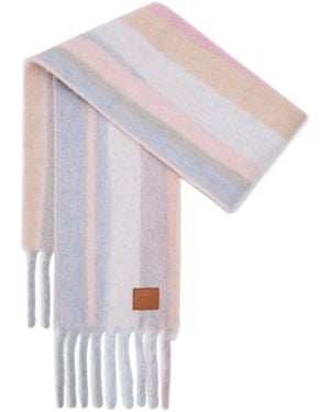 Loewe Fringed-Edge Striped Scarf - White