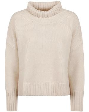 Soft Goat Ribbed Turtleneck Knitwear - White