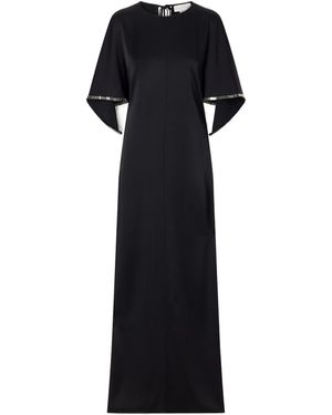 Stella McCartney Crystal-Embellished Cape-Sleeve Maxi Dress - Black