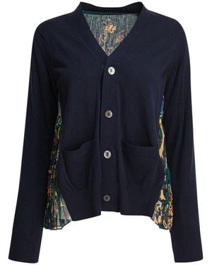 Sacai Floral Print Cardigan - Blue