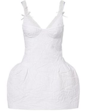 ShuShu/Tong Crinkled Cotton-Blend Minidress - White