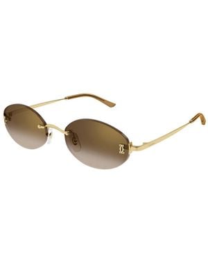 Cartier Frameless Oval Frame Sunglasses - White