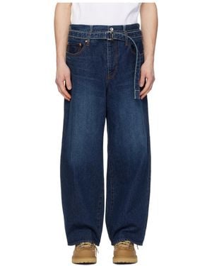 Sacai Belted Straight-Leg Jeans - Blue