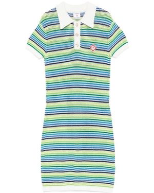 CASABLANCA Striped-Pattern Logo-Embroidery Mini Dress - Green