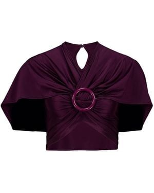 Rabanne Rabanne Ruched V-Neck Top - Purple