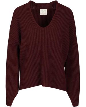 forte_forte V-Neck Ribbed Knitwear - Red